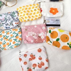 Coin Purse Fabric Women's Small Cute Mobile Phone Printing Wallet One Square Small Pocket Bag Thin Cute Coin Bag
