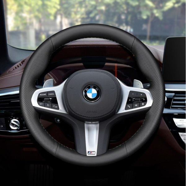 BMW X3 facelift leather hand stitch for 5 Series 525 530Li X5 steering wheel cover Alcantara suede - Image 4
