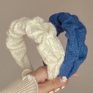 Autumn High Cranial Top Klein Blue Plush Thread Scrunchie Women's French Hair Accessory Headband Headband French Wide-Brim Knit