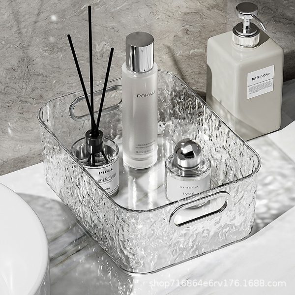 Light luxury desktop storage box, bathroom, bathroom, kitchen, cosmetics, lipstick, sundries organizer, glacier pattern storage basket - Image 2