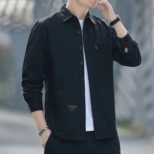 2025 New Loose Casual Men's Long Sleeve Shirt Vintage Jacket Men's Spring Summer Plus Size Versatile Shirt Cross Border