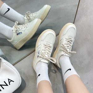 Genuine leather platform small white shoes women's 2025 new Korean niche versatile lace-up German training shoes casual sports board shoes tide