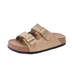 Flatform thick-soled slippers women's summer wear ins tide 2025 new retro with skirt heightened Birkenstock sandals