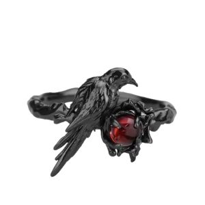 The new dark style imitation ruby crow ring does not fade niche design, high-end dark refers to a drop shipping