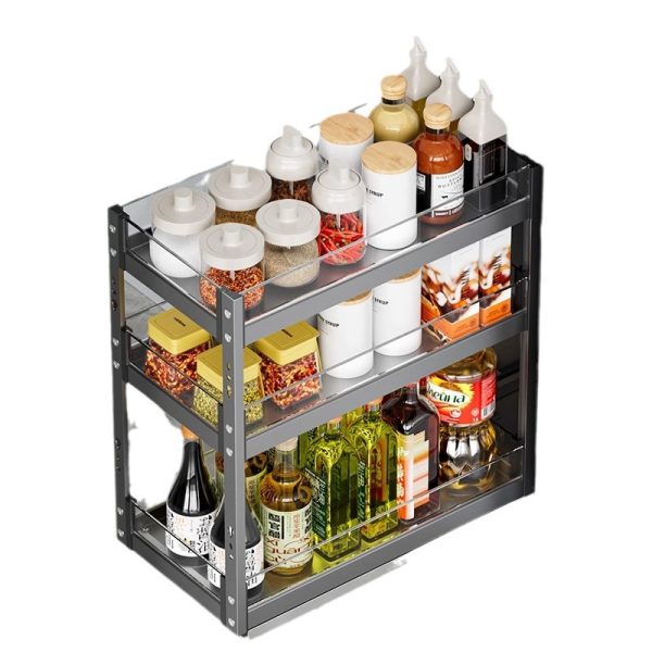 Glass seasoning pull basket kitchen cabinet opening drawer type small size seasoning basket narrow kitchen cabinet low basket - Image 5