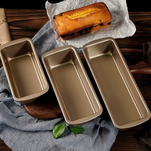 Baking tools: non-stick carbon steel brown bear toast box flat side rectangular gold oven baking bread cake tin