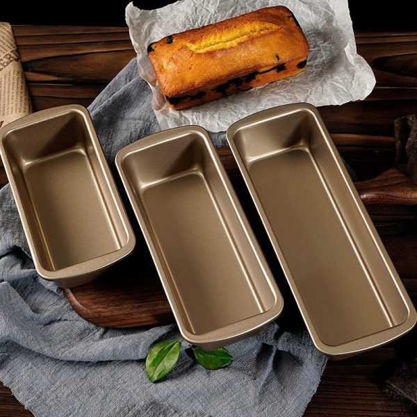 Baking tools: non-stick carbon steel brown bear toast box flat side rectangular gold oven baking bread cake tin