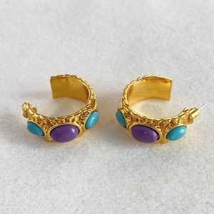 French niche design Aurel*eBide*mann vintage gemstone earrings vintage turquoise earrings for women