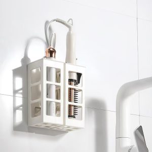 Hairdressing tool storage box, curling iron, hair straightener, storage rack, home bathroom wall-free wall hanging box
