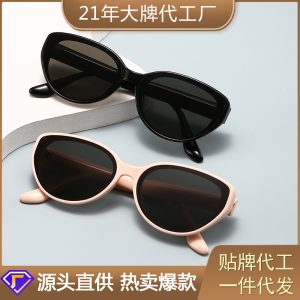 Trendy small frame cat-eye sunscreen sunglasses women's high-end face small nylon lens anti-ultraviolet sunglasses