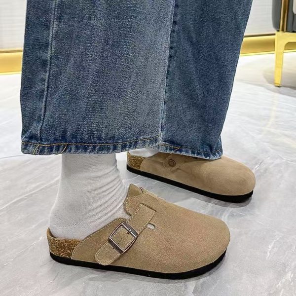 Imitation leather Birkenstocks, women's toe cork soles, high and explosive semi-slippers, and fashionable slip-on sandals outside - Image 4