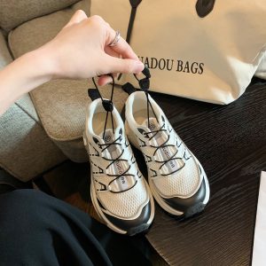 Grape mom studiolee leather platform sole heightened sporty style drawstring light casual color-blocked dad shoes for women
