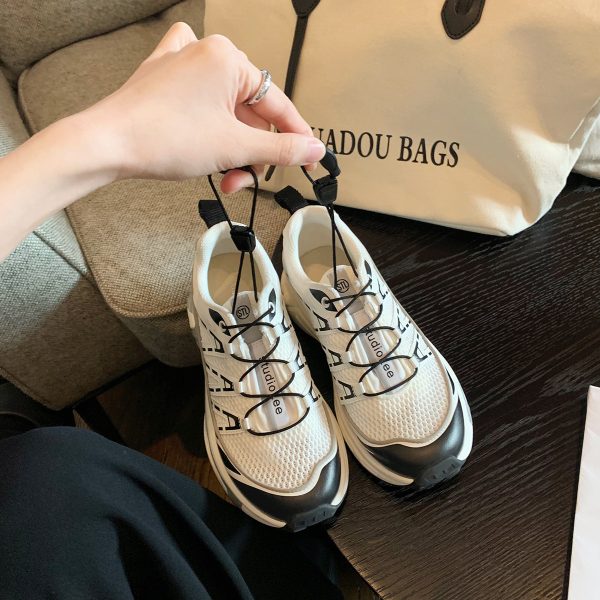 Grape mom studiolee leather platform sole heightened sporty style drawstring light casual color-blocked dad shoes for women