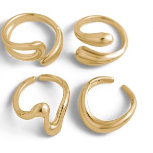 European and American cross-border hot-selling hand ornaments, personalized glossy irregular geometric joint rings, hip-hop style women's ring set