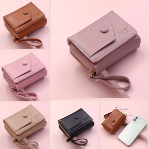 Female Wallet New 2025 Short Ladies Zipper Wallet Trifold Coin Purse Female Cute Student Wallet Wholesale