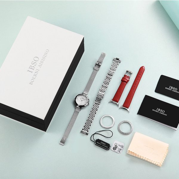 IBSO set watch stainless steel strap simple fashion trend boutique set gift watch waterproof shell cross-border watch - Image 2