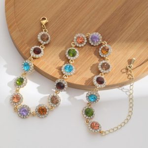 Cross-border same color rhinestone necklace women's foreign trade hot selling personality temperament gemstone necklace round full diamond collarbone chain