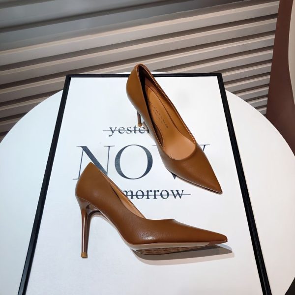 Black high heels women's new sexy slimming pointed toe stiletto heel shoes for women in the fall of 2024, simple temperament work shoes