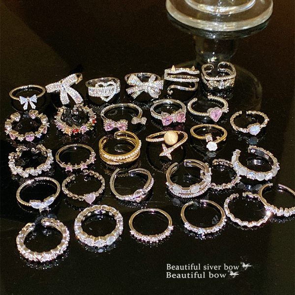 Light luxury hot girl ring women's niche sense of luxury, personality tide zircon inlaid diamond index finger ring, simple opening hand jewelry wholesale - Image 4