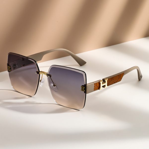 Big brand high-end trendy slimming UV protection gradient sunglasses women's summer sunscreen rimless sunglasses women's sunglasses
