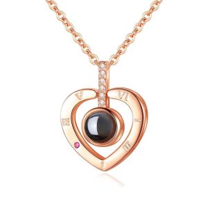 OZON HIT 100 KINDS I Love You Language Projection Necklace Female Does Not Fade Premium Sense Love Heart Pendant Male