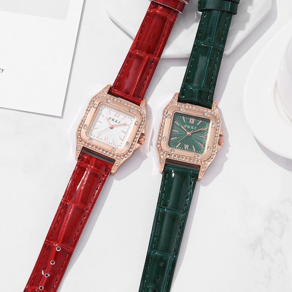 Douyin Internet celebrity square quartz women's watch women's fashion elegant diamond belt quartz watch student watch women - Image 2