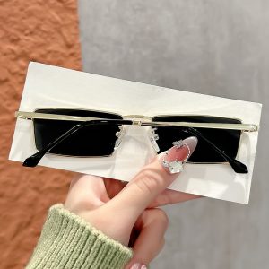 Retro small frame square metal glasses frame sunglasses men's high-quality small face women's sunglasses high-quality anti-UV