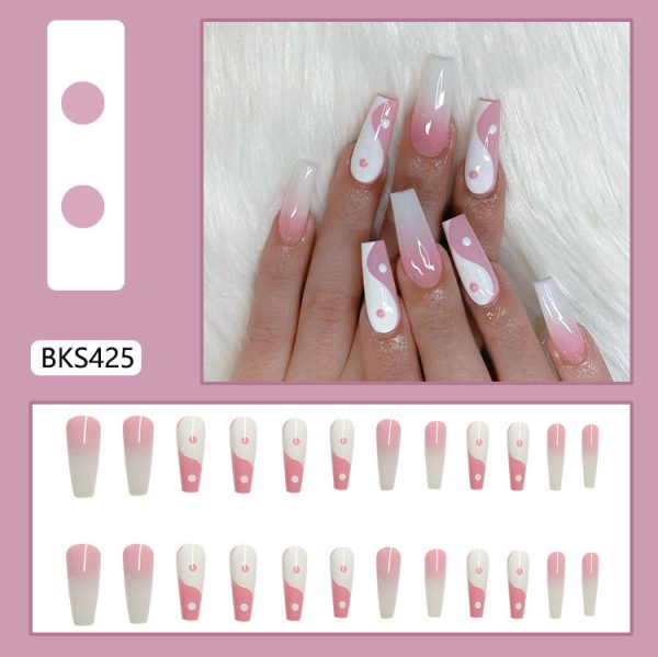 wearable nail long nail art nail pieces fake nail nail patches ballet nail gradient gold leaf powder nail patches wholesale - Image 2