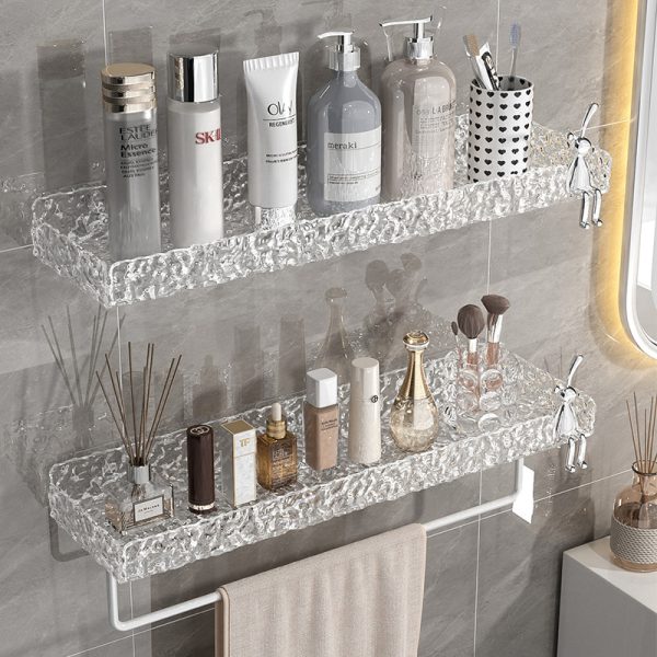 Bathroom shelf free punching acrylic toilet bathroom sink wall hanging wall cosmetics storage ring