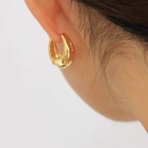 French Celi Earrings Women's Gold Hoops Premium Copper Plated 18k Real Gold Circle Earrings Earrings Plain Ring Earrings