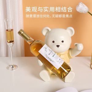 Red wine rack ornaments decorations home living room dining table sideboard entrance decorations Nordic bear wine tray decorations