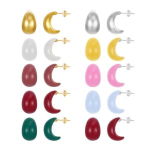 French temperament light luxury earrings female retro C-shaped drop oil enamel glaze S925 silver needle texture simple earrings earrings