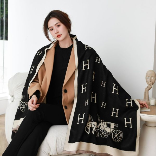 [European Horse Series] thickened war horse plaid double-sided imitation cashmere scarf women's winter new fashion and warmth - Image 2