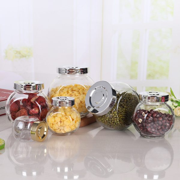 180ml flat drum bottle, clear glass sealed candy jar, kitchen cereal storage, wide mouth dried fruit snack storage bottle - Image 2