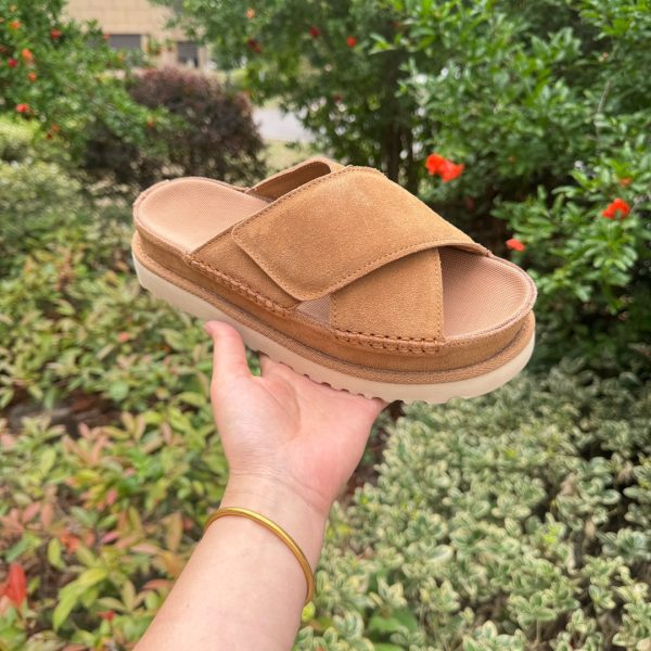 Spring and summer new height increase versatility wears cowhide thick sole cross flip flip women's 5cm breathable EVA outsole platform slippers - Image 4