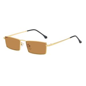 Retro small frame square metal glasses frame sunglasses men's high-quality small face women's sunglasses high-quality anti-UV