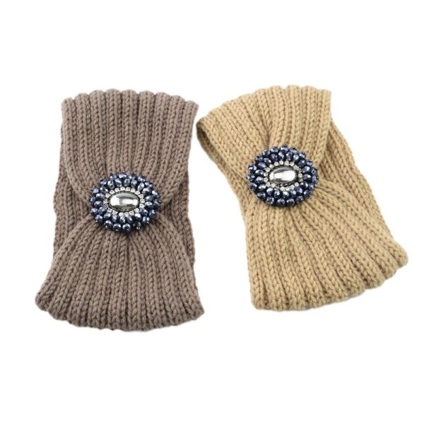 European and American diamond-encrusted gemstone knitted headbands, warm ear protection headbands, hair accessories autumn and winter
