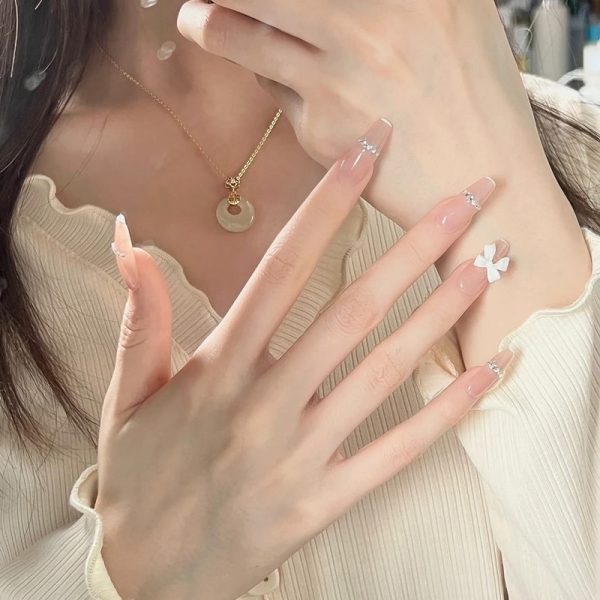 S999 sterling silver natural white chalcedony safety buckle necklace women's new Chinese style national ancient style niche high-end sense - Image 3