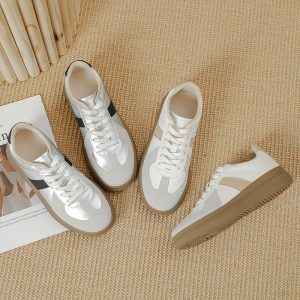 German training shoes retro women's shoes 2025 new couple casual board shoes versatile flat white shoes leather Forrest Gump shoes women