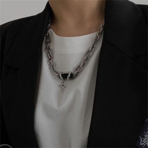 Fashion trend Internet celebrity same collarbone necklace men's versatile high-end simple men's necklace hip-hop jewelry wholesale