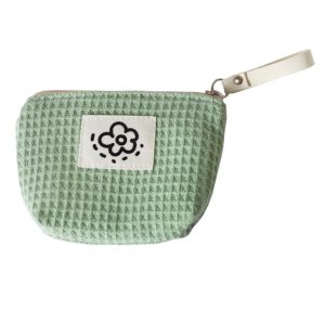 WW Japanese Cute Simple Waffle Coin Purse Women's Small Portable Wrist Bag Summer Flowers New 2024
