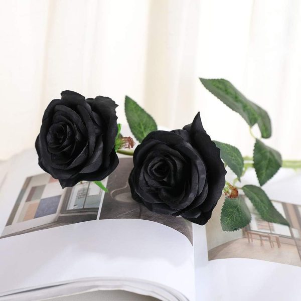 Simulation flower pure black rose living room single high-end Valentine's Day fake flower bouquet ornament home decoration flower arrangement - Image 2