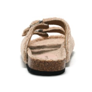 Ruizu new autumn and winter women's cork slippers lamb velvet men's sandals and slippers wear casual beach shoes to keep warm