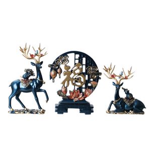 Creative deer living room ornaments, TV cabinets, wine cabinets, entrances, home crafts, high-end light luxury ornaments