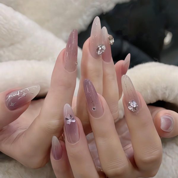 Nine purple fire wearable nails, pure desire nail patches, nail patches, handmade false nails, light luxury nail art pieces, 30 pieces