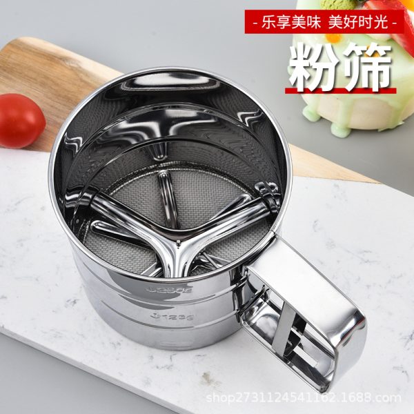 Cross border handheld cup semi-automatic flour sieve stainless steel sieve flour sieve powdered sugar sieve sample sieve baking tools