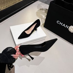 Black Business Professional High Heels Women's Pointed Toe Cashing Sultan Stiletto Shoes Fall/Winter 2023 New Work Shoes