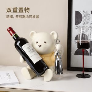 Red wine rack ornaments decorations home living room dining table sideboard entrance decorations Nordic bear wine tray decorations