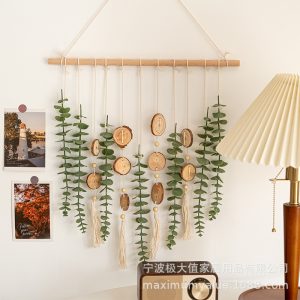 Simulation eucalyptus leaf hanging room decoration hand-woven wall hanging B&B entrance background wall decoration ins style