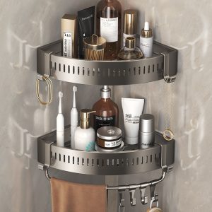 Non-perforated bathroom, toilet, shelf, toilet, hand washing, countertop, wall, triangular storage bracket, bath wall hanging